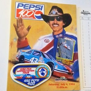NOS RICHARD PETTY'S DAYTONA PEPSI 400 TOUR 1992 FAN APPRECIATION PROGRAM & PATCH